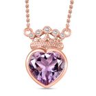 Rose De France Amethyst, Weißer Zirkon Halskette ca. 45 cm 925 Silber 750 Roségold Vermeil ca. 3.69 ct