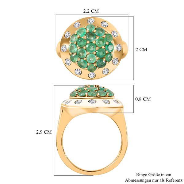 Gemfields Smaragd Ring, 925 Silber Gelbgold Vermeil (Gr&ouml;&szlig;e 18.00) ca. 2.22 ct image number 7