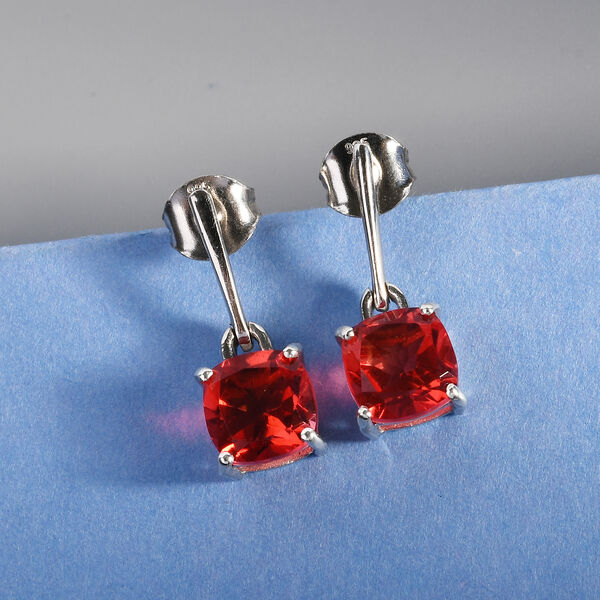 Padparadscha Triplett Quarz Ohrringe 925 Silber platiniert ca. 3,40 ct image number 2