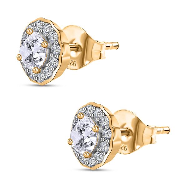 Moissanit Ohrringe, 925 Silber 750 Gelbgold Vermeil - 1,26 ct. image number 5