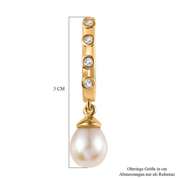 S&uuml;&szlig;wasserperle und Zirkon Ohrringe - 0,16 ct. image number 5