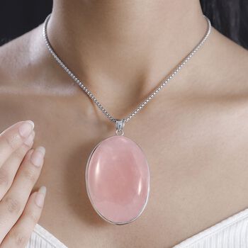 Rosenquarz Anh&auml;nger mit 50cm Kette - 300 ct.