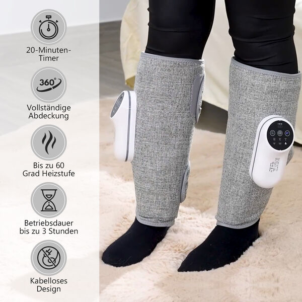 Therapeutischer bequemer Beinmassierer Deluxe, Wärmetherapie, 3 Stufen Stärkeeinstellung, Baumwolle image number 5