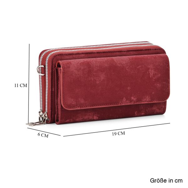 Crossbody-Tasche mit RFID-Schutz und Muster-Schulterriemen, 19x6x11 cm, Rot image number 8