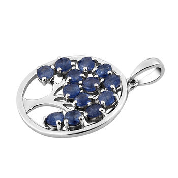 Masoala Saphir (Fissure gef&uuml;llt) Lebensbaum-Anh&auml;nger, 925 Silber platiniert ca. 2,52 ct