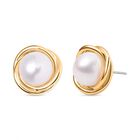 Weiße Süßwasser Perle Ohrringe Reines Messing