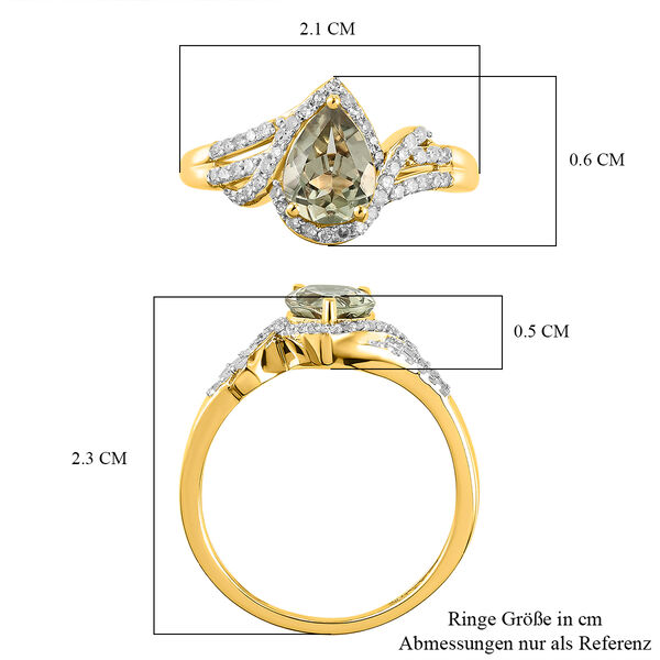 AAA Turkizit und Diamant-Ring, I2 G-H, 585 Gelbgold  ca. 1,37 ct image number 7