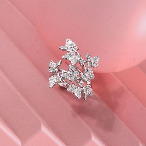 Lustro Stella Weißer Zirkonia Ring 925 Silber rhodiniert (Größe 18.00) image number 1