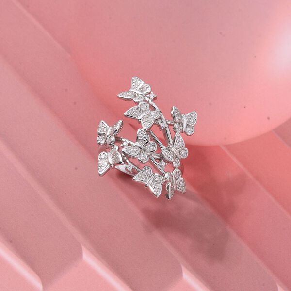 Lustro Stella Weißer Zirkonia Ring 925 Silber rhodiniert (Größe 18.00) image number 1