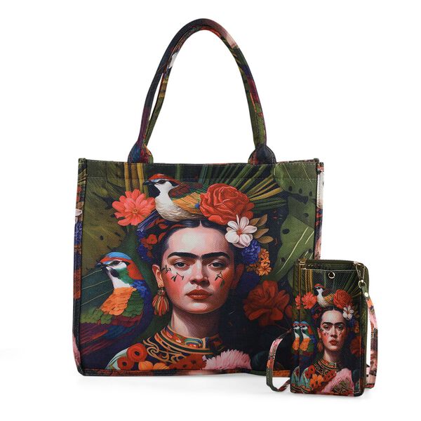 2-teiliges Taschenset - 40x12x35cm Shopper und 20x11x2cm Handytasche, Frida Kahlo image number 0