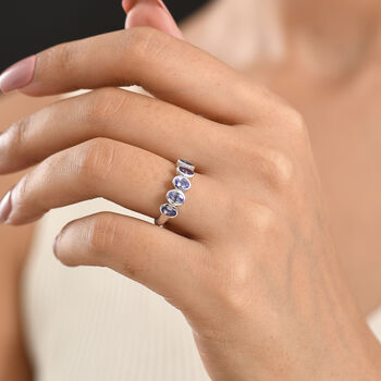 D'Joy Tansanit Ring 925 Silber Platiniert (Gr&ouml;&szlig;e 19.00) ca. 1,19 ct