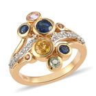 Mehrfarbig Saphir und Zirkon Ring 925 Silber vergoldet (Größe 16.00) image number 3