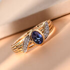 Tansanit und Zirkon Ring 925 Silber vergoldet  ca. 0,51 ct image number 1