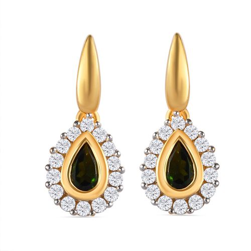 Natürliche Chrom Turmalin und weiße Zirkon-Ohrhänger - 0,89 ct. image number 0