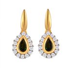 Natürliche Chrom Turmalin und weiße Zirkon-Ohrringe, 925 Silber Gelbgold Vermeil ca. 0.89 ct