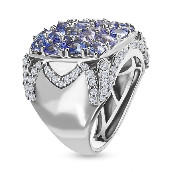 Tansanit und Zirkon Cocktail Ring - 4,06 ct. image number 5