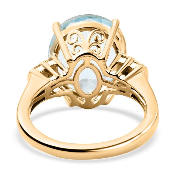 Himmelblauer Topas und weißer Diamant-Ring, 925 Silber vergoldet (Größe 17.00) ca. 9,36 ct image number 6
