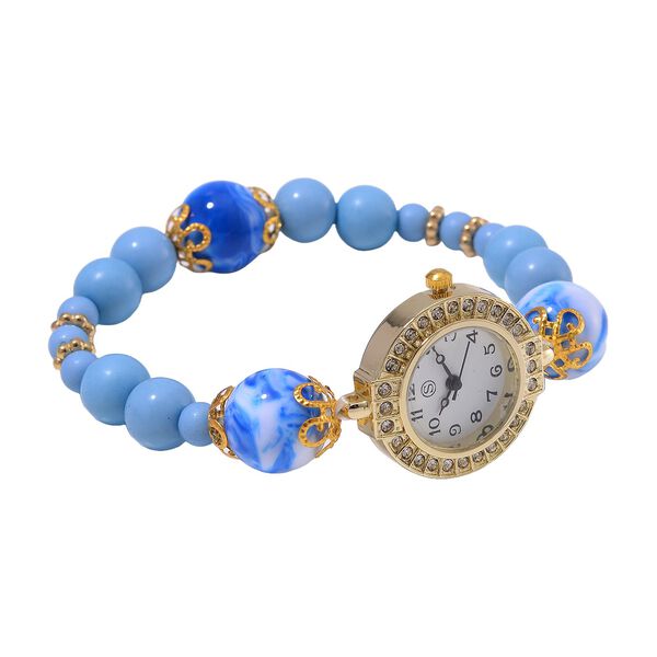 4er Set STRADA - Uhr mit Blau Kristall Armb&auml;nder image number 3