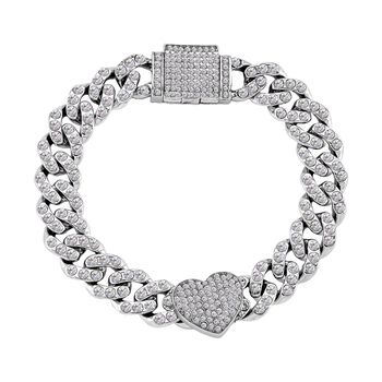 Wei&szlig;er Kristall Armband, Herz-Motiv, ca. 19 cm