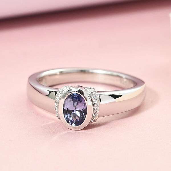 Tansanit und Zirkon Ring 925 Silber platiniert  ca. 0,51 ct image number 2