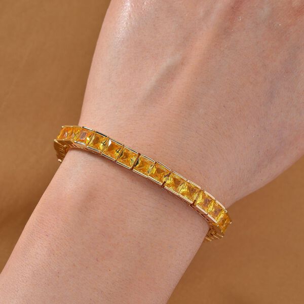 Gelber kubisches Zirkonia Armband ca. 18 cm, verlängerung , Goldfarben image number 2