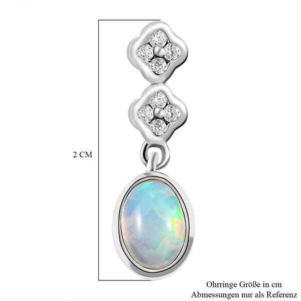 Nat&uuml;rliche, &auml;thiopische Opal und Zirkon-Ohrh&auml;nger in Silber image number 6