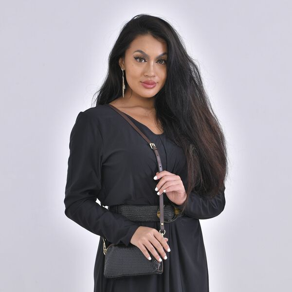 Chaose by Elsie - Echtleder Crossbody Tasche Schlangen-Pr&auml;gung, Cognac image number 2