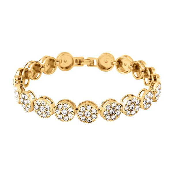 Wei&szlig;es Kristall-Armband ca. 19 cm, goldfarben