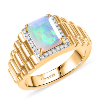 D'Joy nat&uuml;rlicher, &auml;thiopischer Welo Opal und Zirkon Herrenring - 1,66 ct.