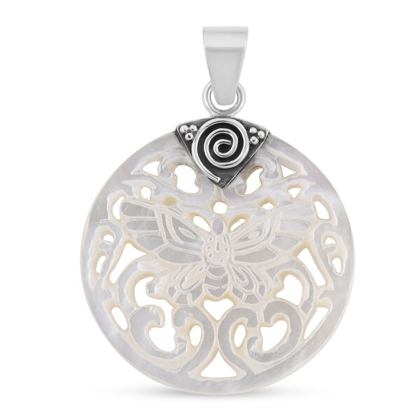 Royal Bali Kollektion - wei&szlig;er Muschelkernperlen-Anh&auml;nger, 925 Silber