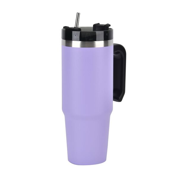 887 ml Edelstahlbecher mit Strohhalm in Violett image number 7