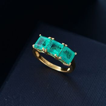 Smaragd Triplett Quarz Ring - 3,72 ct.