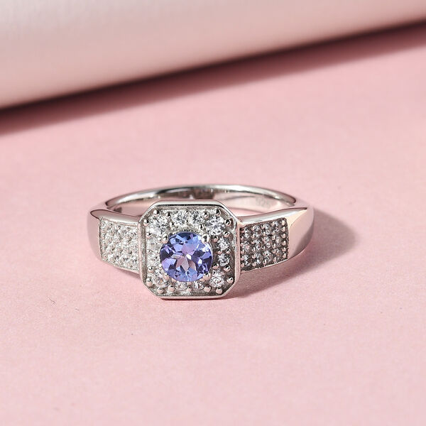 Tansanit und Zirkon Ring 925 Silber platiniert  ca. 0,81 ct image number 2
