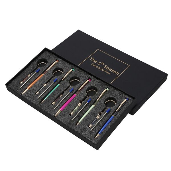 The 5th Season - 10er Set Edelstein Kugelschreiber mit Schl&uuml;sselanh&auml;nger, Feueropal, Smaragd, blauer Saphir, Peridot und Rubin image number 7