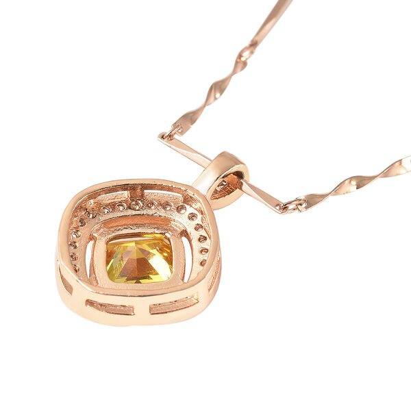 2er-Set Gelber Zirkonia Ohrringe und Anhänger mit Kette 41+5 cm Edelstahl ca. 1,20 ct image number 5