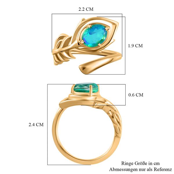 Pfau Quarz Triplette Ring, 925 Silber Gelbgold Vermeil (Größe 19.00), ca. 1.34 ct image number 7