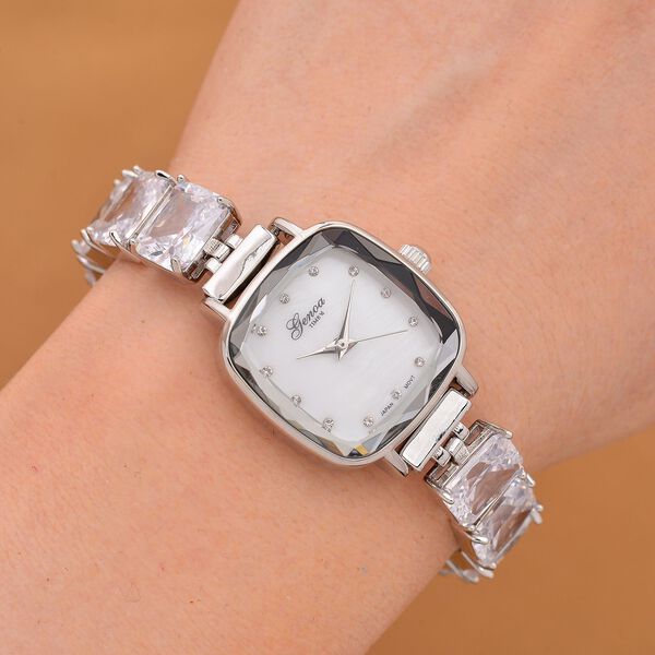 Weißer Zirkonia, Kristall Uhren Reiner Edelstahl Standard image number 2