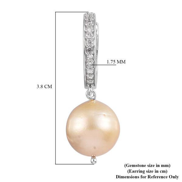 Goldener S&uuml;dsee Perlen- und Zirkon-Ohrringe, 925 Silber platiniert ca. 1,00 ct image number 5