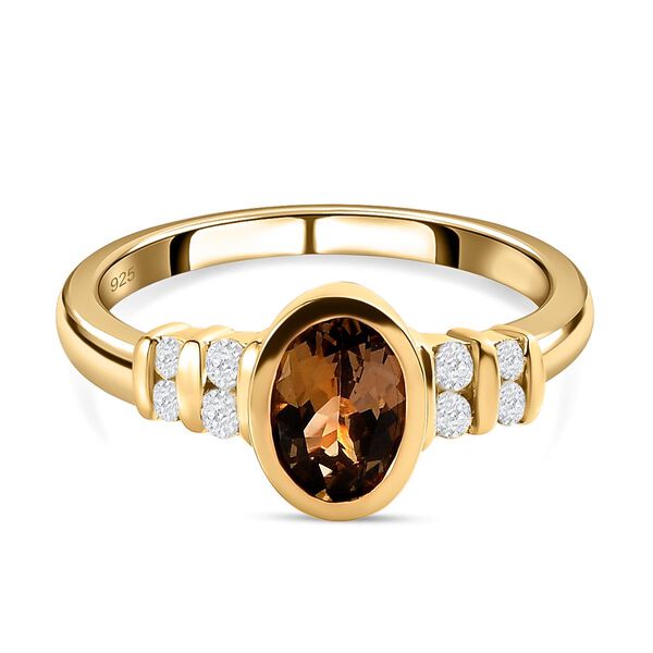Nat&uuml;rlicher, goldener Tansanit und Zirkon-Ring - 1,02 ct.