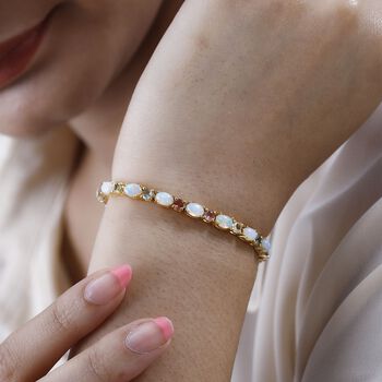 AA nat&uuml;rliches, &auml;thiopisches Welo-Opal und mehrfarbiges Turmalin-Armband, 20 cm - 9,96 ct.