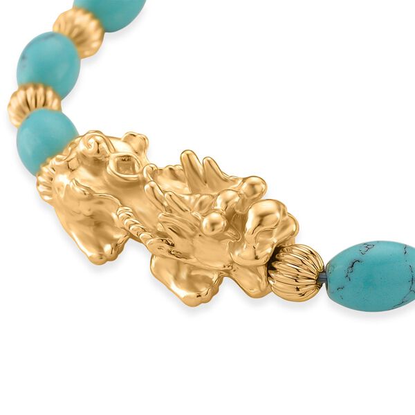 Blauer Howlit Pixiu Armband, flexibel, gelb vergoldet ca. 35.00 ct image number 5