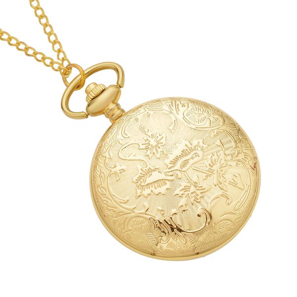 Strada - weiße Kristall-Taschenuhr mit Kompass in Goldton image number 4