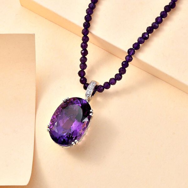 Afrikanischer Amethyst und Zirkon Anhänger mit 50cm Kette - 75,57 ct. image number 2