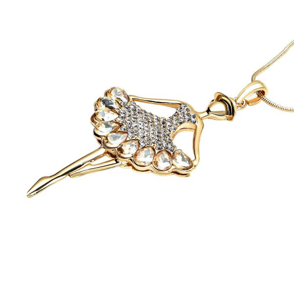 Glas und wei&szlig;er Kristall Ballerina-Anh&auml;nger mit Kette, goldfarben image number 3