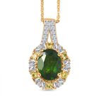 D’joy Natürlicher Chromdiopsid, Gelber Saphir Schmuckset 925 Silber 750 Gelbgold Vermeil ca. 2,58 ct.