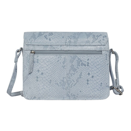 ASSOTS LONDON - Schlangendruck Crossbody Tasche aus 100% echtem Leder, 22x19x6cm, blau image number 1