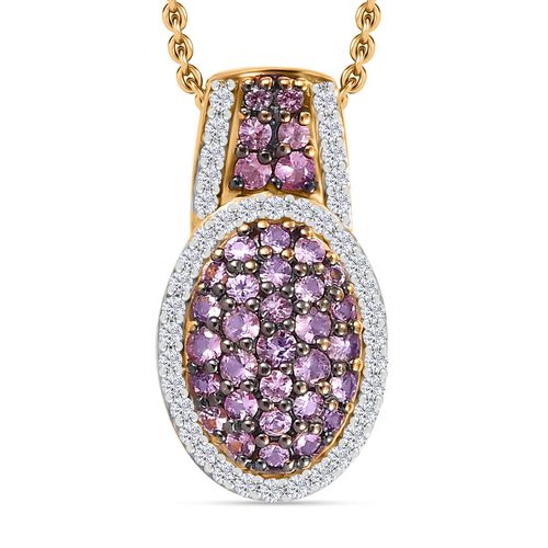 Rosa Saphir und Zirkon Anhänger mit 45cm Kette - 1,81 ct. image number 0