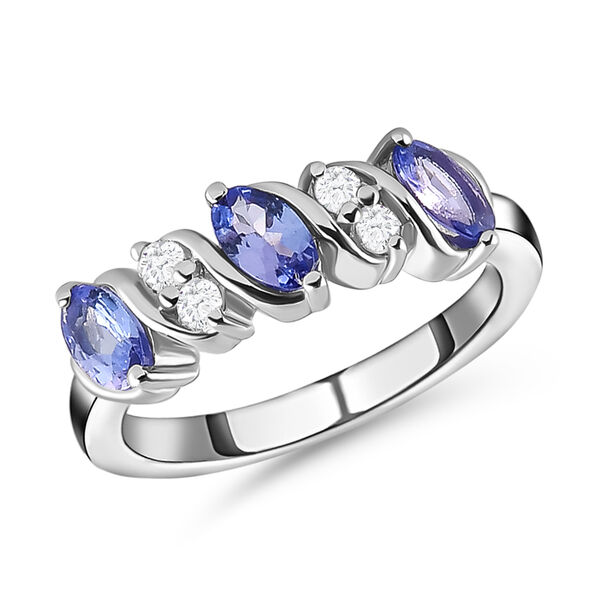 AA Tansanit und weißer Zirkon-Ring - 0,85 ct. image number 4