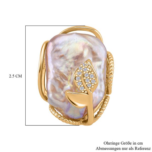 Lila Keshi Perle und wei&szlig;e Zirkonia Ohrringe image number 6