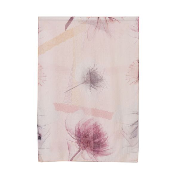 LA MAREY - Luxuri&ouml;ser Floral-Print Schal, Merinowolle und Maulbeerseide, rosa image number 2